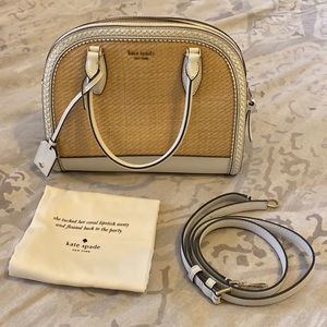 Kate Spade New York Reiley Straw Large Dome white purse